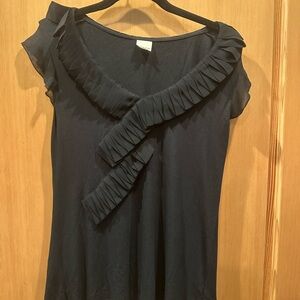 Ecru Black Ruffled Blouse